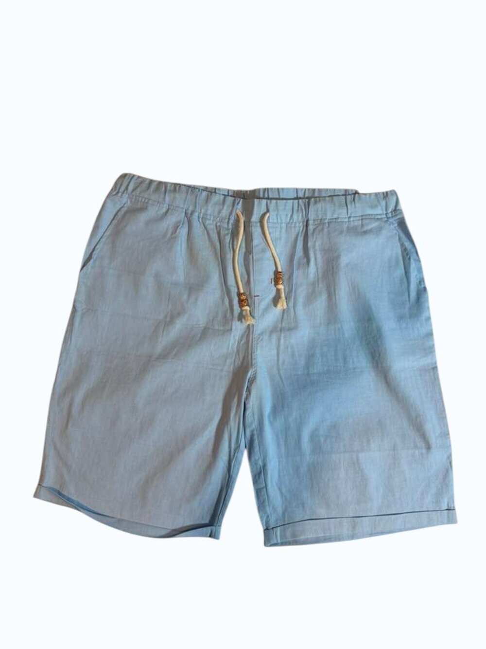 NITAGUT Linen Cotton Shorts Men's XL NWT Light Blue Beach Casual.